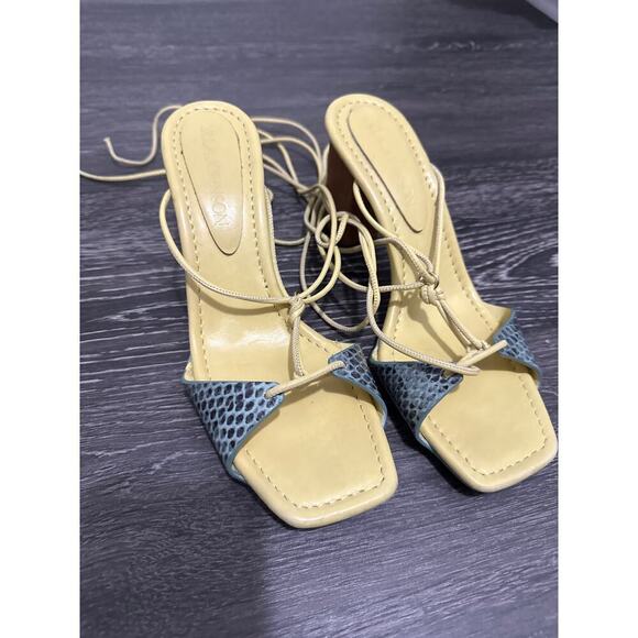 Ulla Johnson Nicolette Lace-up High Heel turquoise and yellow size EU 37 US 7 - Picture 2 of 5